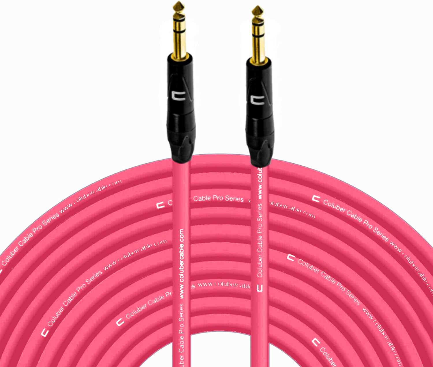 Coluber Cable 1/4 TRS Male to Male - 200 Feet Pink for Audio