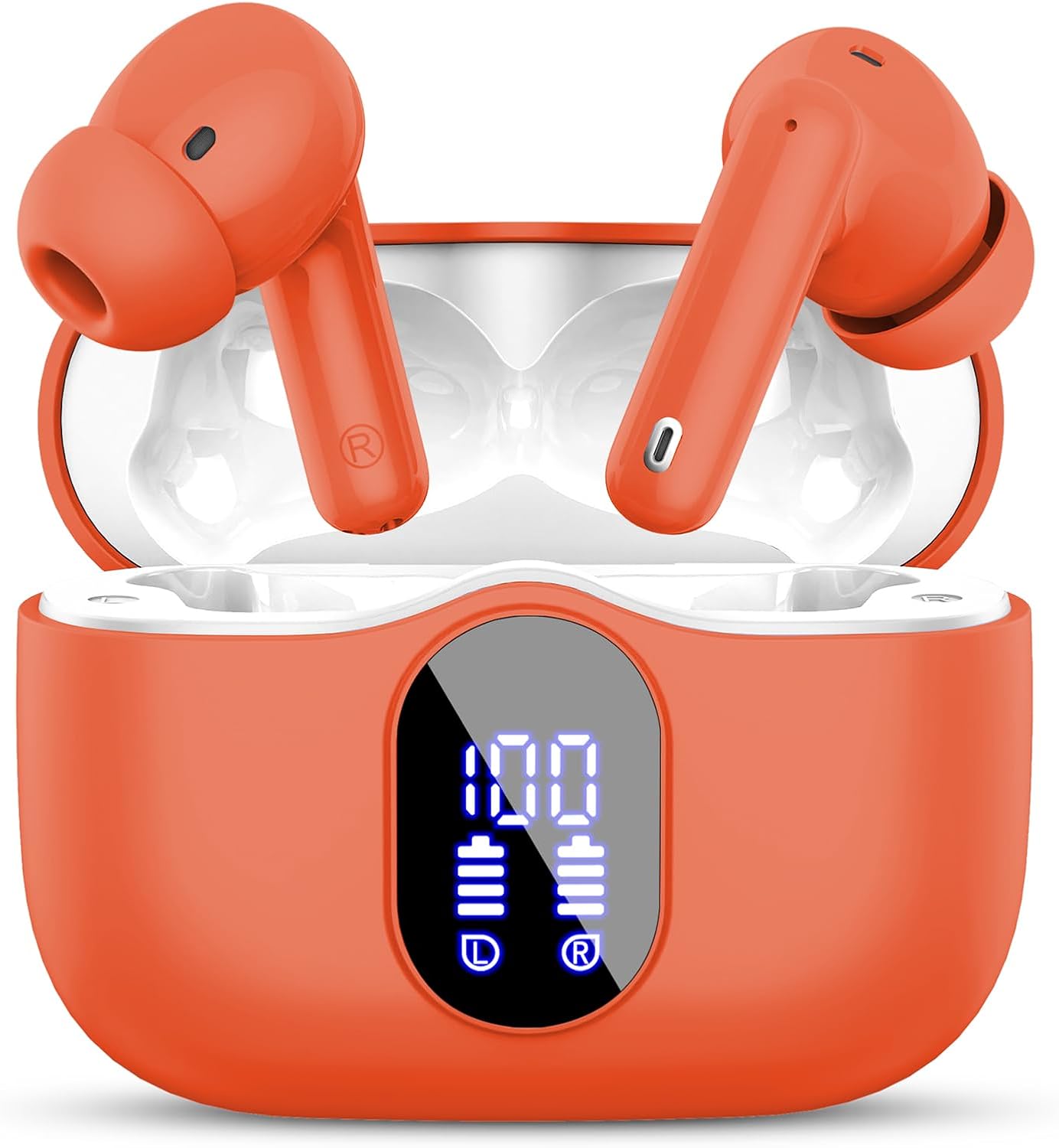 Wireless Earbuds with Noise Cancelling Mic and LED Display