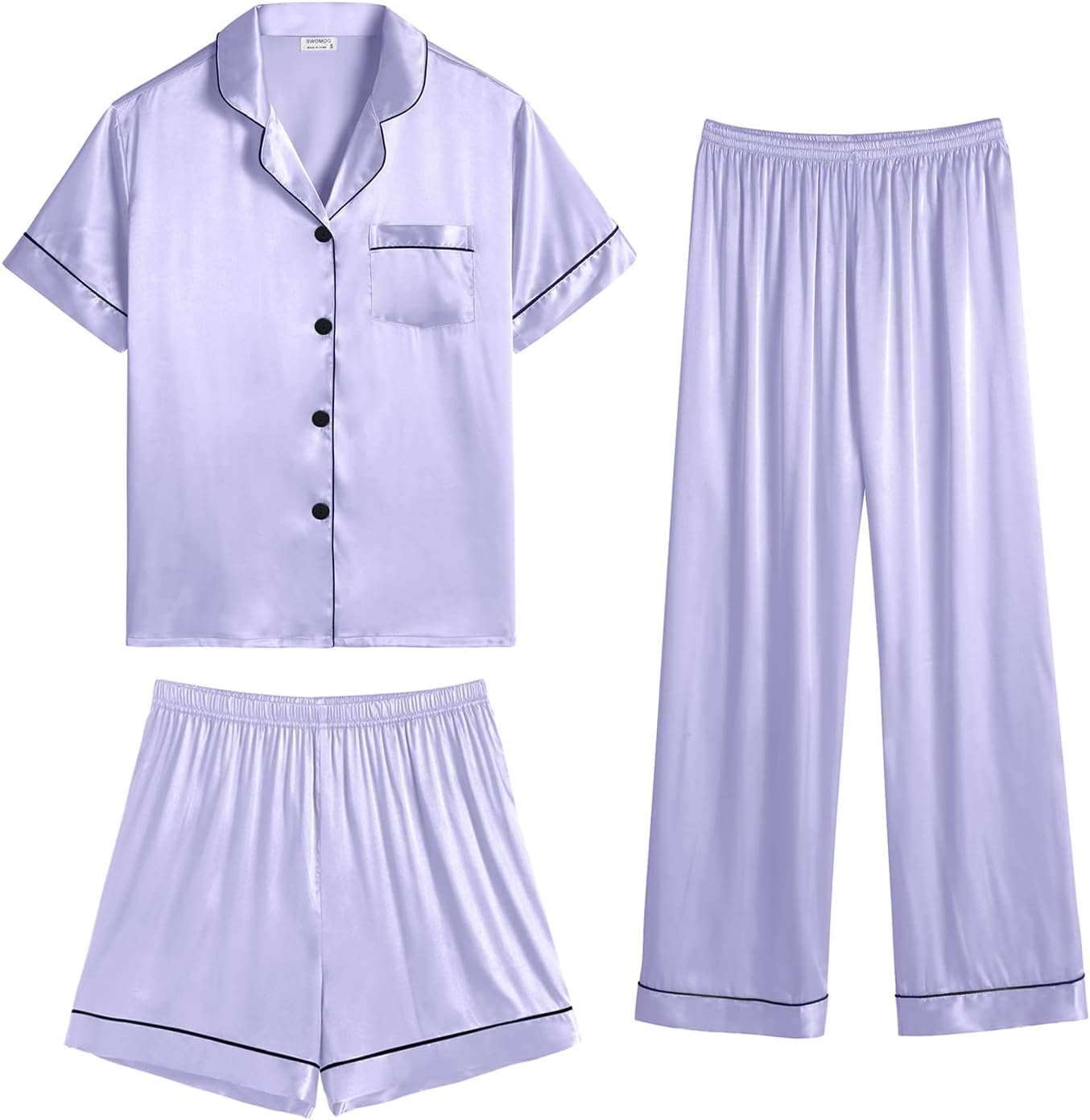 SWOMOG Womens Silk Satin Pajama Sets for Ultimate Comfort