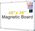 Magnetic Dry Erase White Board 48 in x 36 in - Durable Lacquer Surface