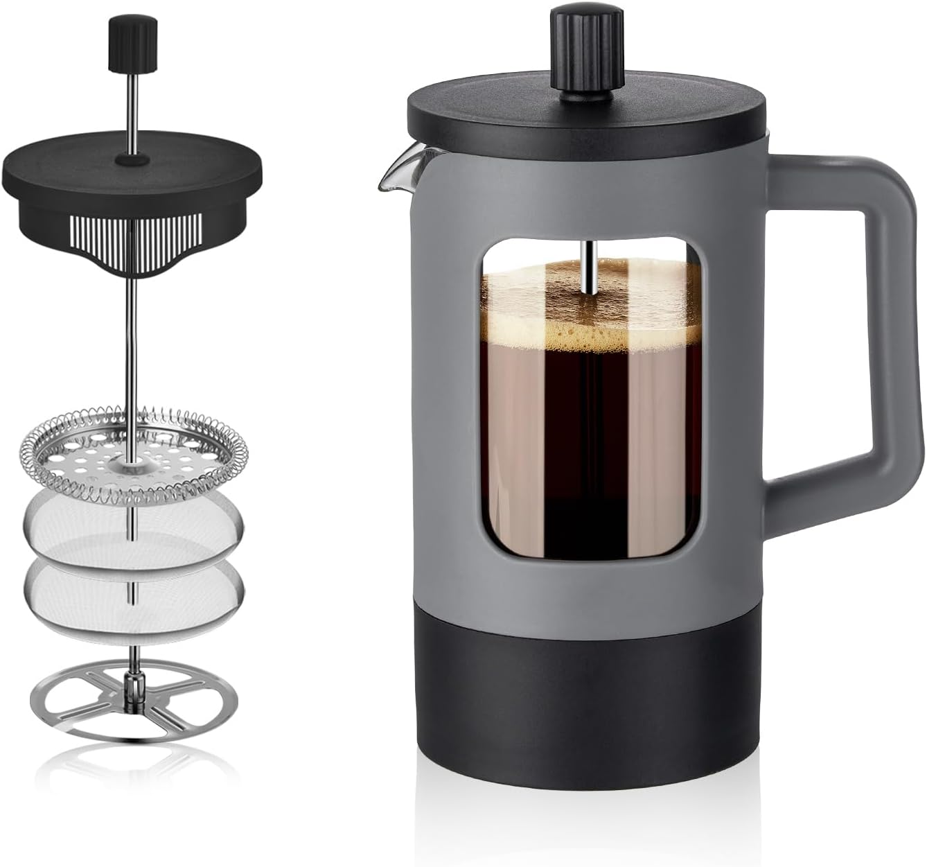 YOLIFE Mini French Press: Portable Perfection in Grey & Black