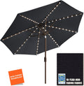 EliteShade 9ft Solar Market Umbrella - 80 LED Lights, 10-Year