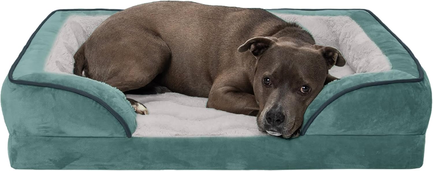 Furhaven Orthopedic Dog Bed for Large Dogs with Bolsters