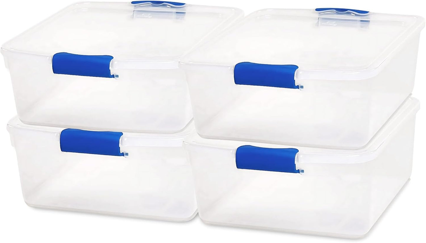 Small Clear Plastic Storage Bins with Lids for Home Organization