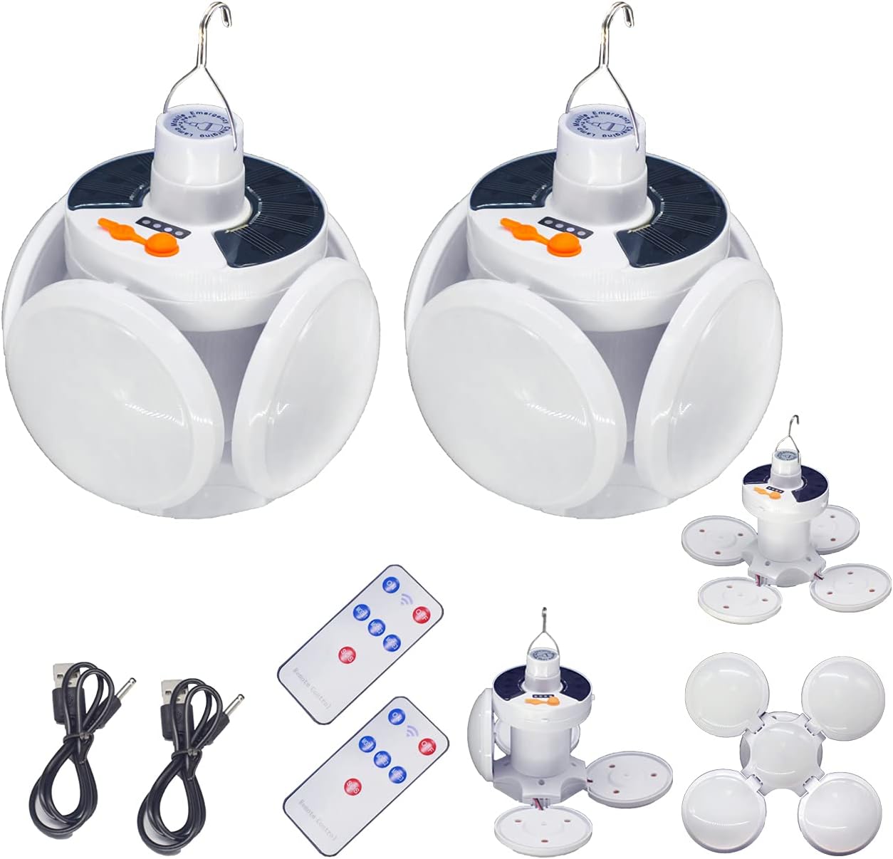 Portable Solar Lanterns 5 Mode 45LEDs - Remote Control, USB Rechargeable - Outdoor Adventure Essential