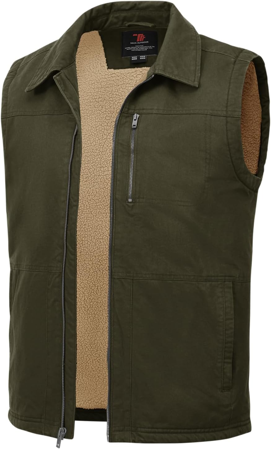 Men's Winter Vest Casual Sherpa Fleece Full Zip Lightweight