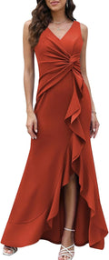 Formal Evening Dress for Women - Elegant Long V Neck Split Wrap