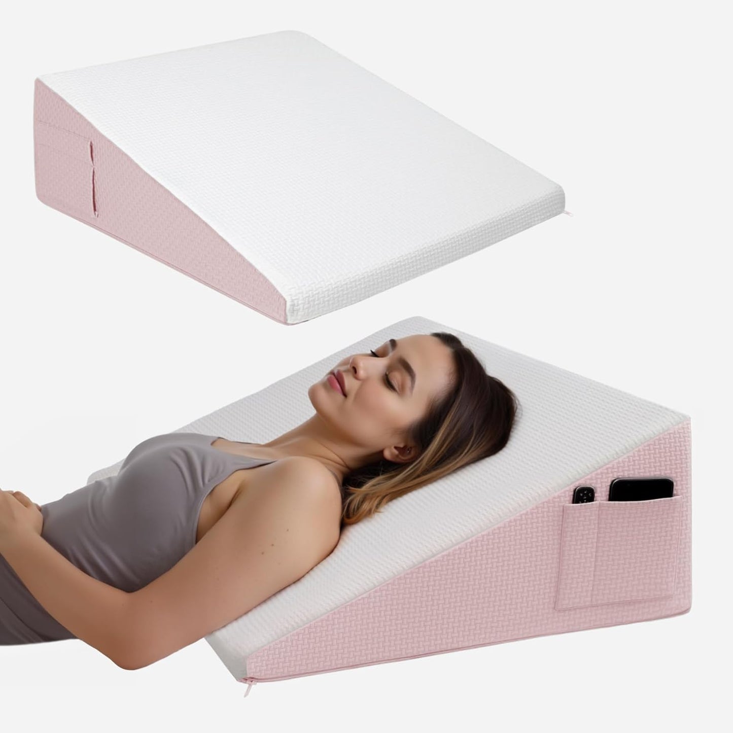 Wedge Pillow for Headboard - Triangle Elevated Bed Wedge Comfort