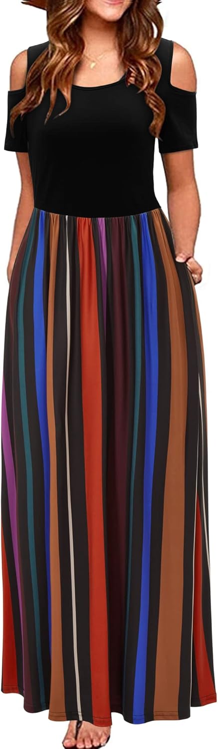 STYLEWORD Women's 2025 Summer Maxi Long Dress with Pockets