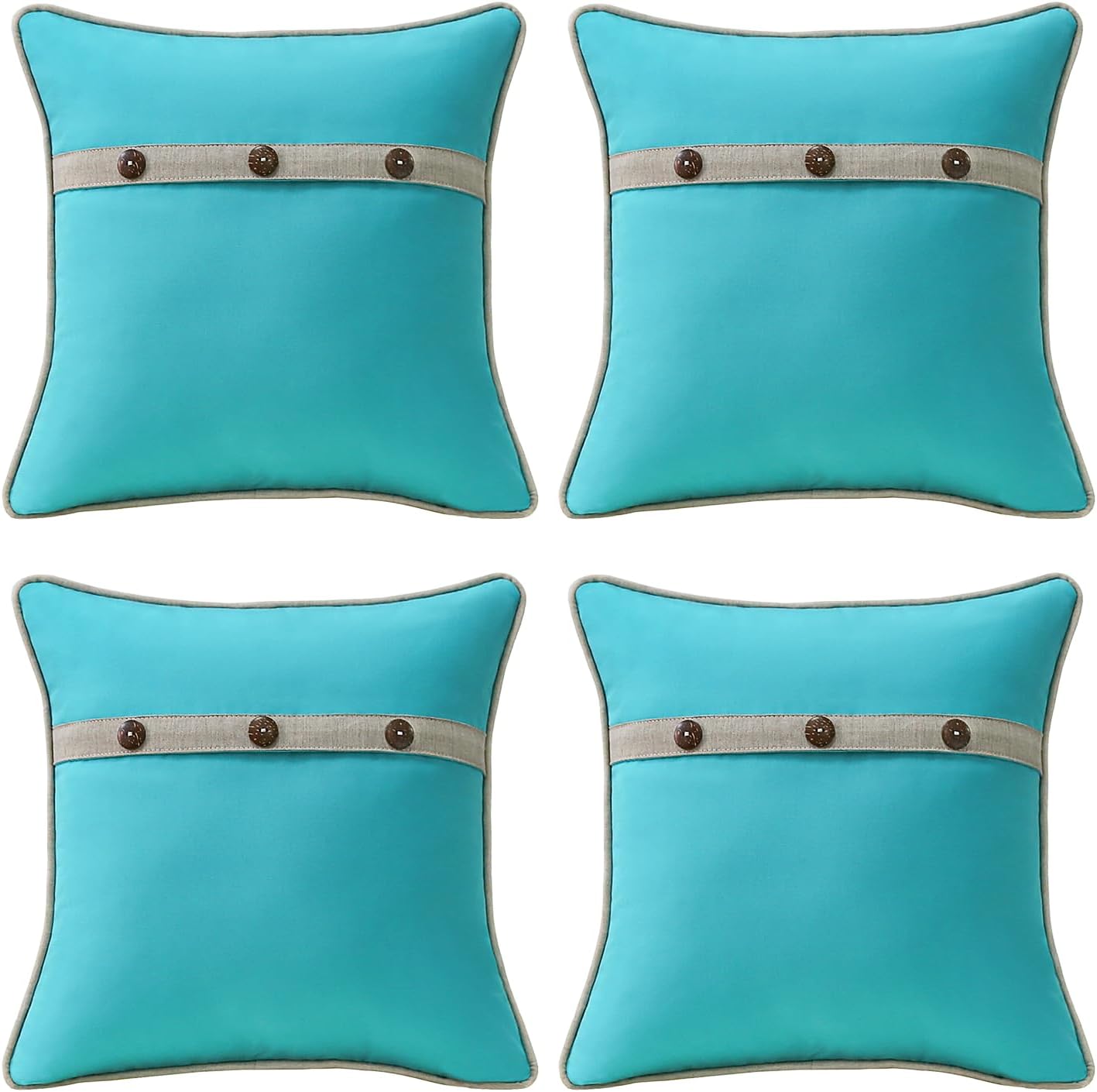 Outdoor Sunbrella Decorative Pillows with Triple Coconut Buttons