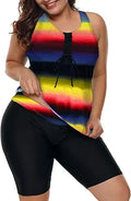 LALAGEN Plus Size Tankini Two Piece Swimwear - Rash Guard Capris