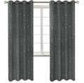 Blackout Curtains Dark Grey with Silver Stars - 2 Panel Set 52 x 84 in