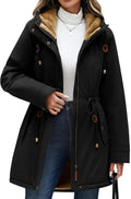 Parka Jacket Women Waterproof Fleece Lined Hooded Warm Winter Coat
