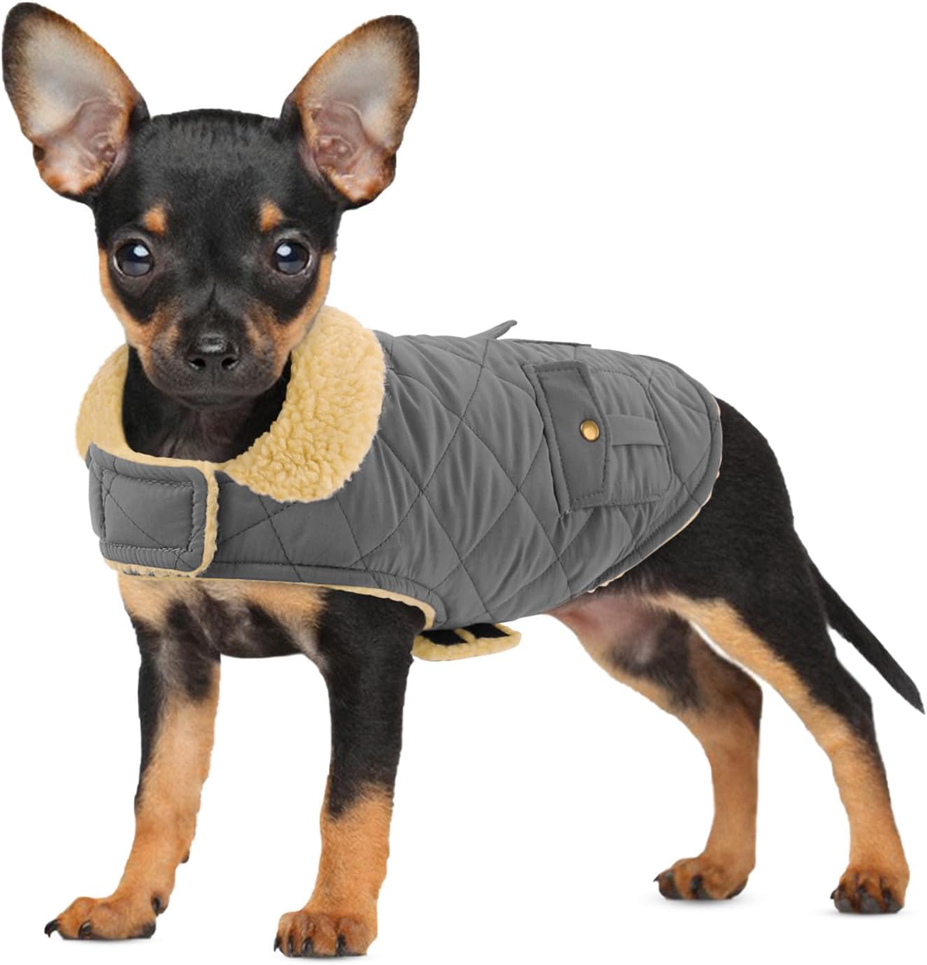 Dog Winter Coat for Medium Dogs - Warm Plaid Jacket for Pets