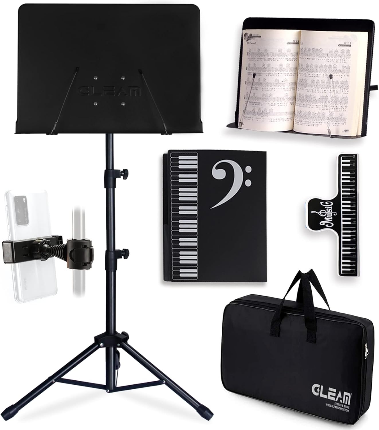 GLEAM Full Metal Sheet Music Stand - 5 in 1 Desktop Stand