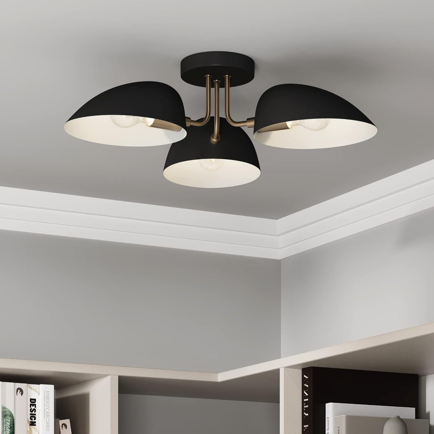 Nathan James Argo Semi Mount Flush Ceiling Light for Modern Spaces