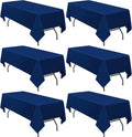 6 Pack Tablecloth 60 x 126 in Polyester Navy Blue for 8 ft Tables