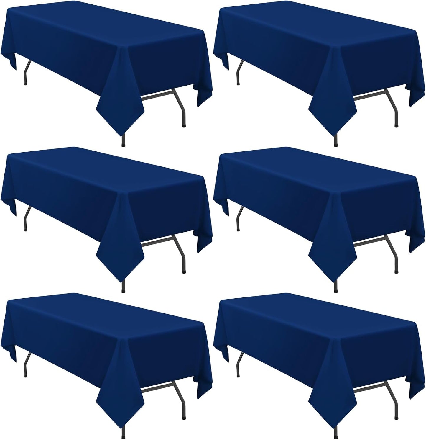 Navy Blue Polyester Tablecloths for 8FT Rectangle Tables - 6 Pack