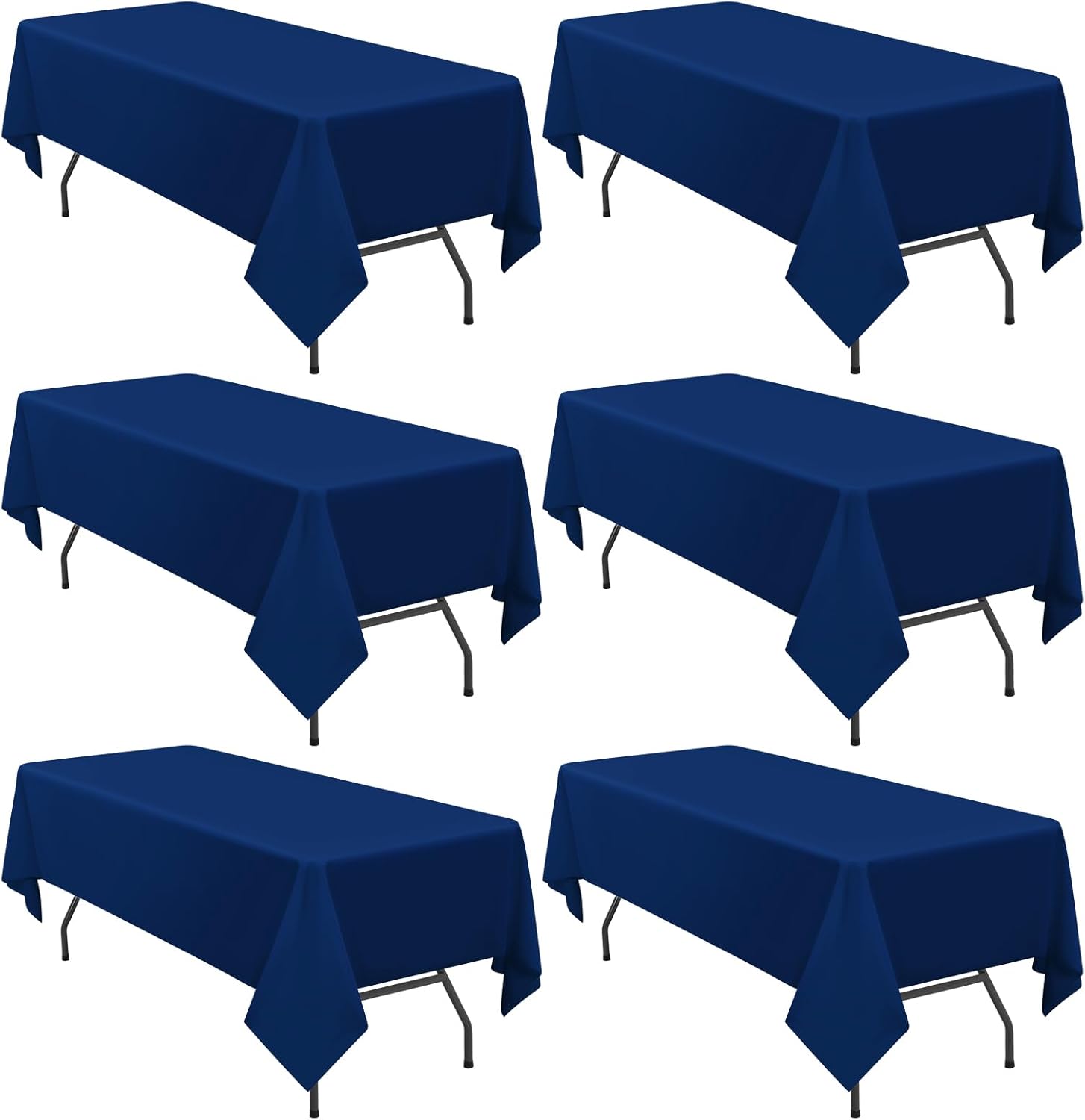 Navy Blue Polyester Tablecloths for 8FT Rectangle Tables - 6 Pack