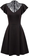 Scarlet Darkness Black Goth Lace Neckline Vintage Party Dress