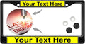 Black Powder-Coated Metal License Plate Frame - Yellow/Black Text