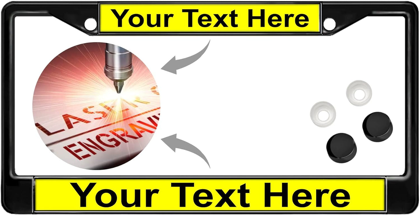 Custom Personalized Black Powder-Coated Metal License Plate Frame