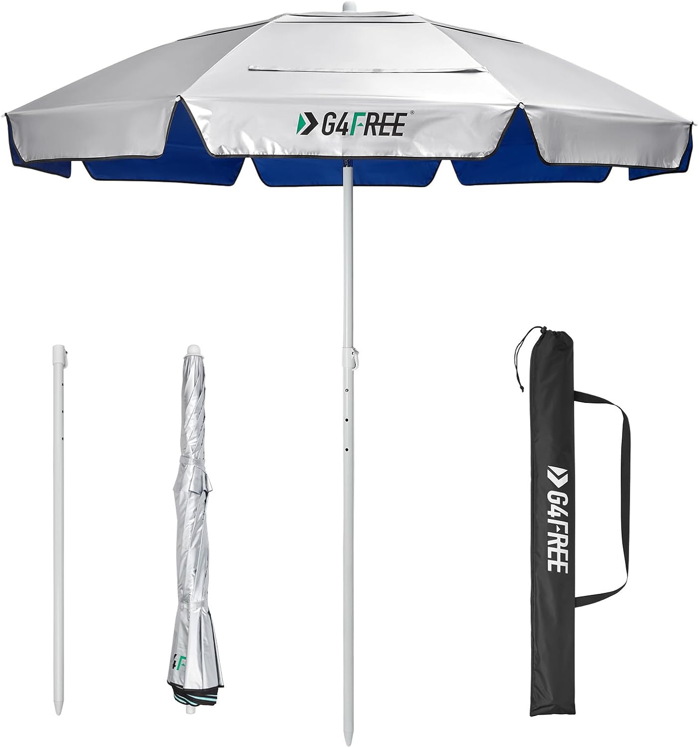 G4Free Heavy Duty Beach Umbrella with UPF 50+ UV Protection
