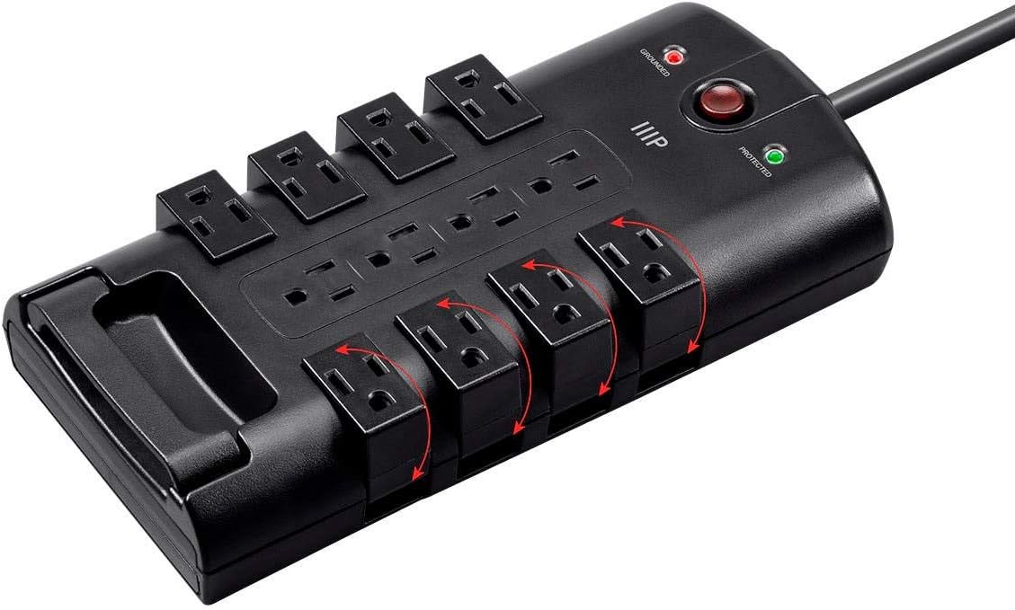 Monoprice 12 Outlet Rotating Power Strip Surge Protector Block