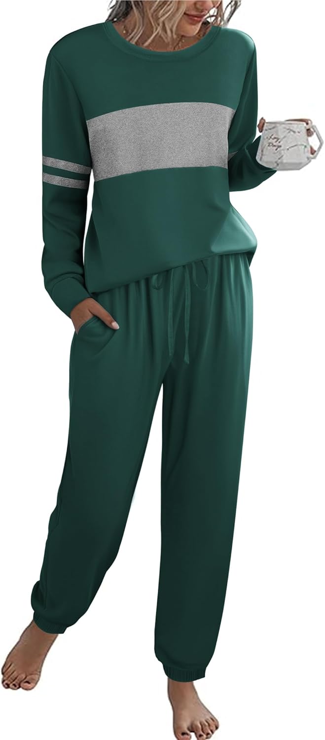 Ekouaer Womens Pajama Sets Long Sleeves 2 Pieces Casual Loungewear