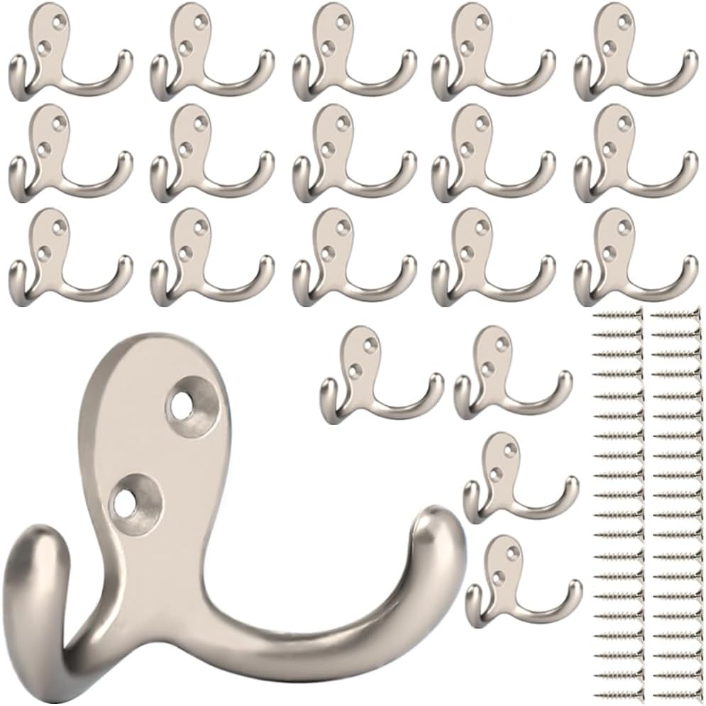 IBosins Retro Double Prong Utility Hooks - 20 Pack
