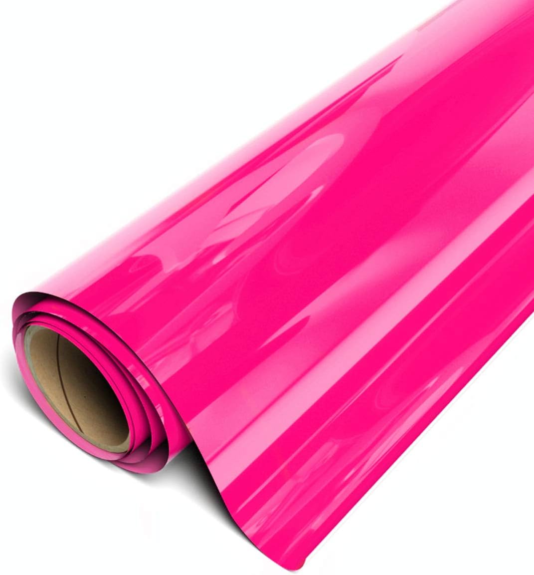 Vibrant Fluorescent Raspberry Heat Transfer Vinyl - 11.8 x 15ft Roll, CPSIA Certified