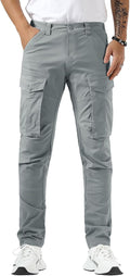 Plaid&Plain Men's Cargo Pants Slim Fit with Articulated Knees are