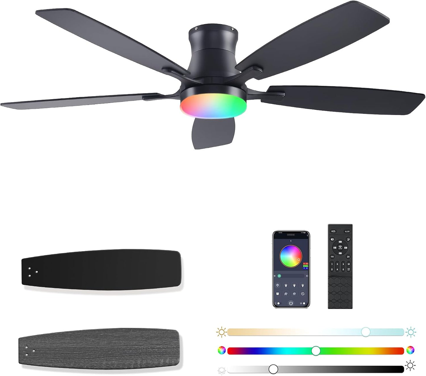 54in Ceiling Fan with Lights and Remote Control for Comfort