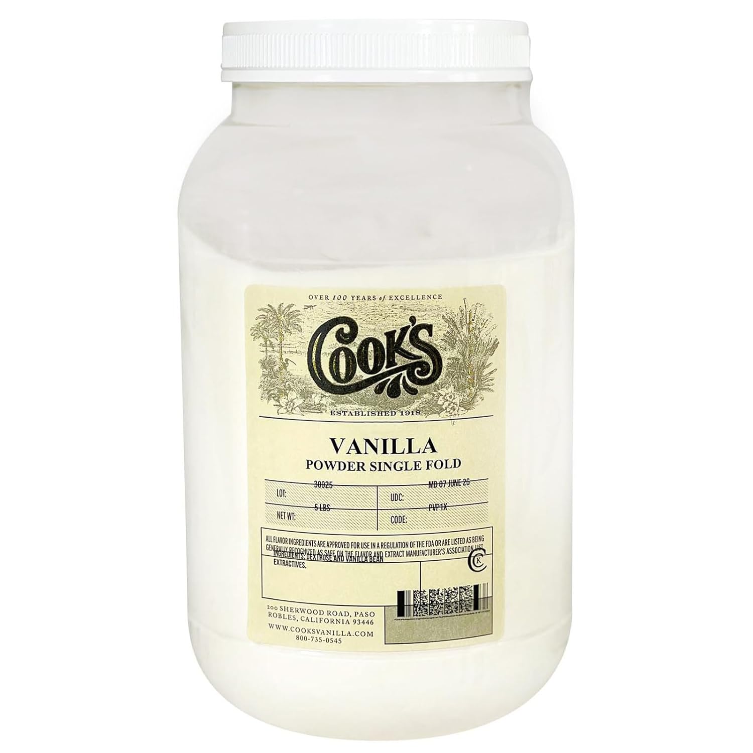 Cooks Vanilla Powder - Gourmet Fresh Premium Vanilla 5 lb