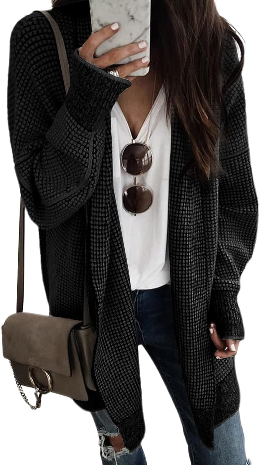 Oversized Checkered Cardigan Sweaters for Women by Sidefeel