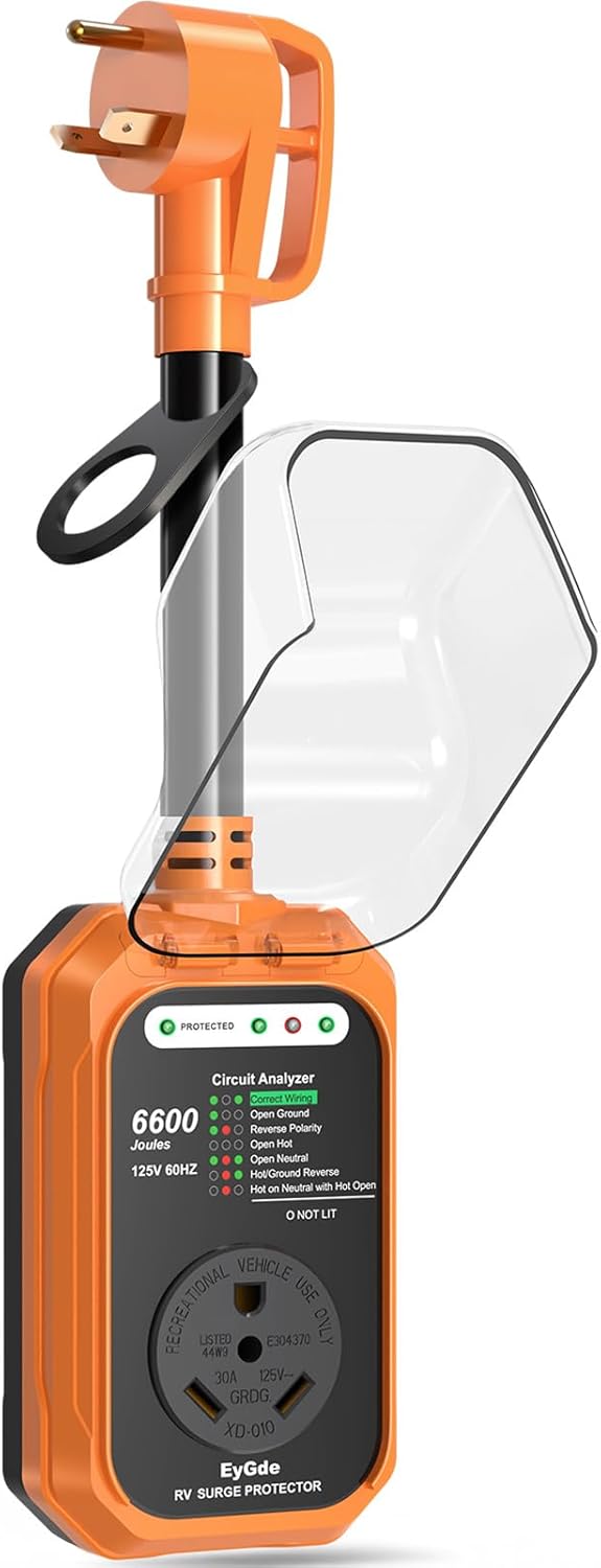 30 Amp RV Surge Protector with Waterproof Design and Analyzer