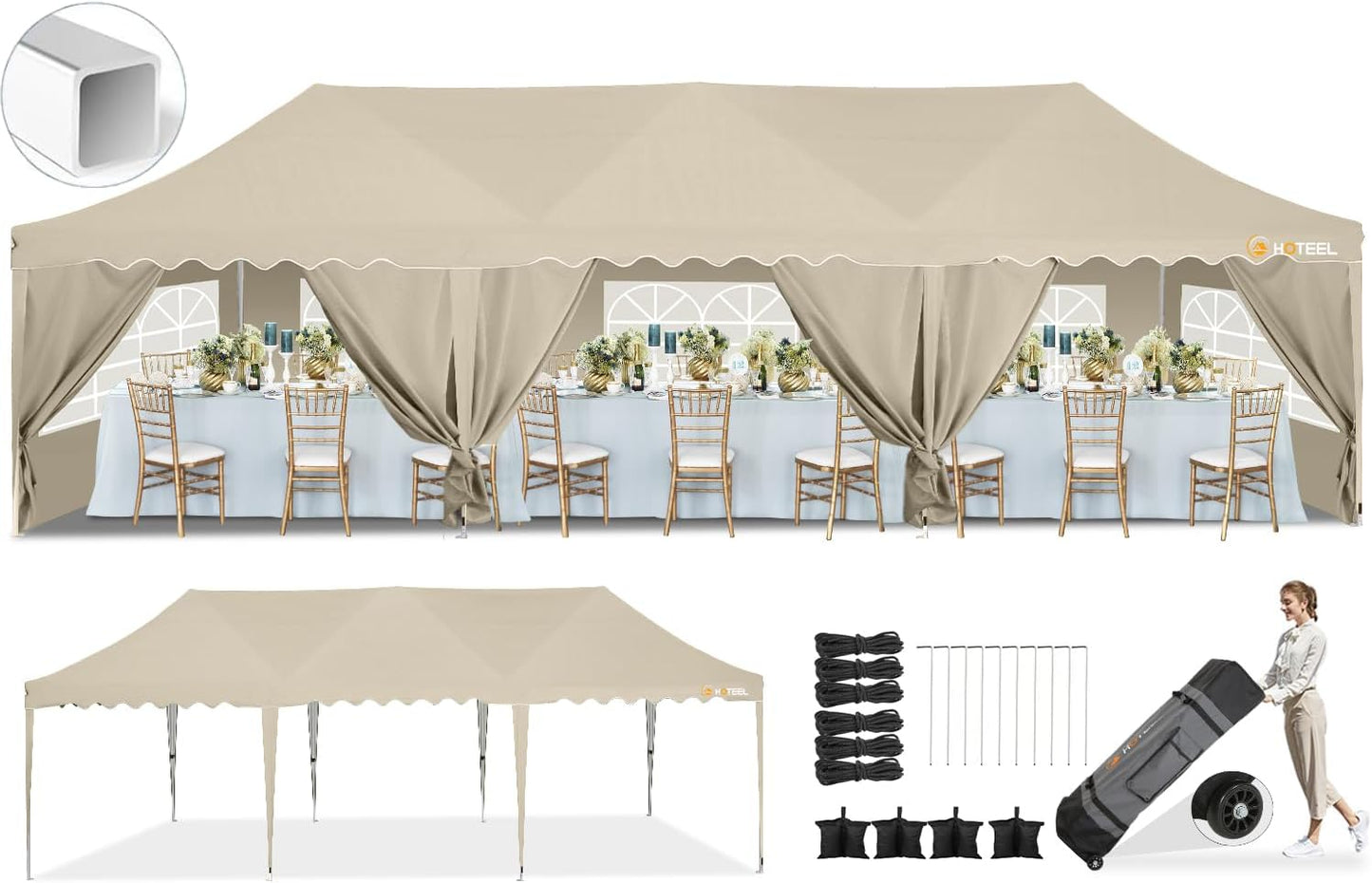 10x30 Pop Up Canopy Tent with 8 Sidewalls for Outdoor Events