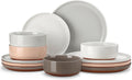 MALACASA Plates and Bowls Set for 4 - Durable Stoneware Dinnerware