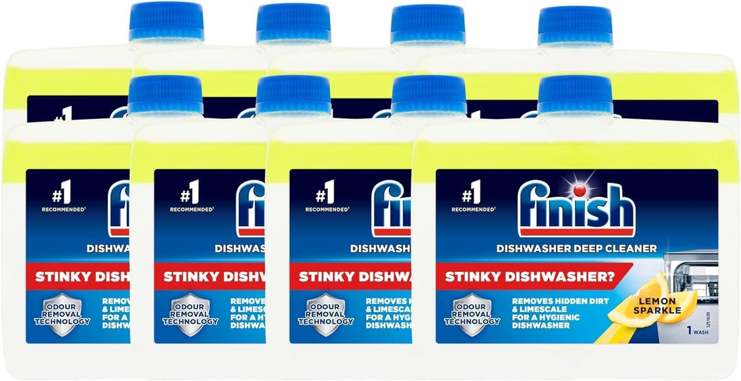 Sparkling Clean Dishes: Finish Dual Action Lemon Cleaner 250ml x8