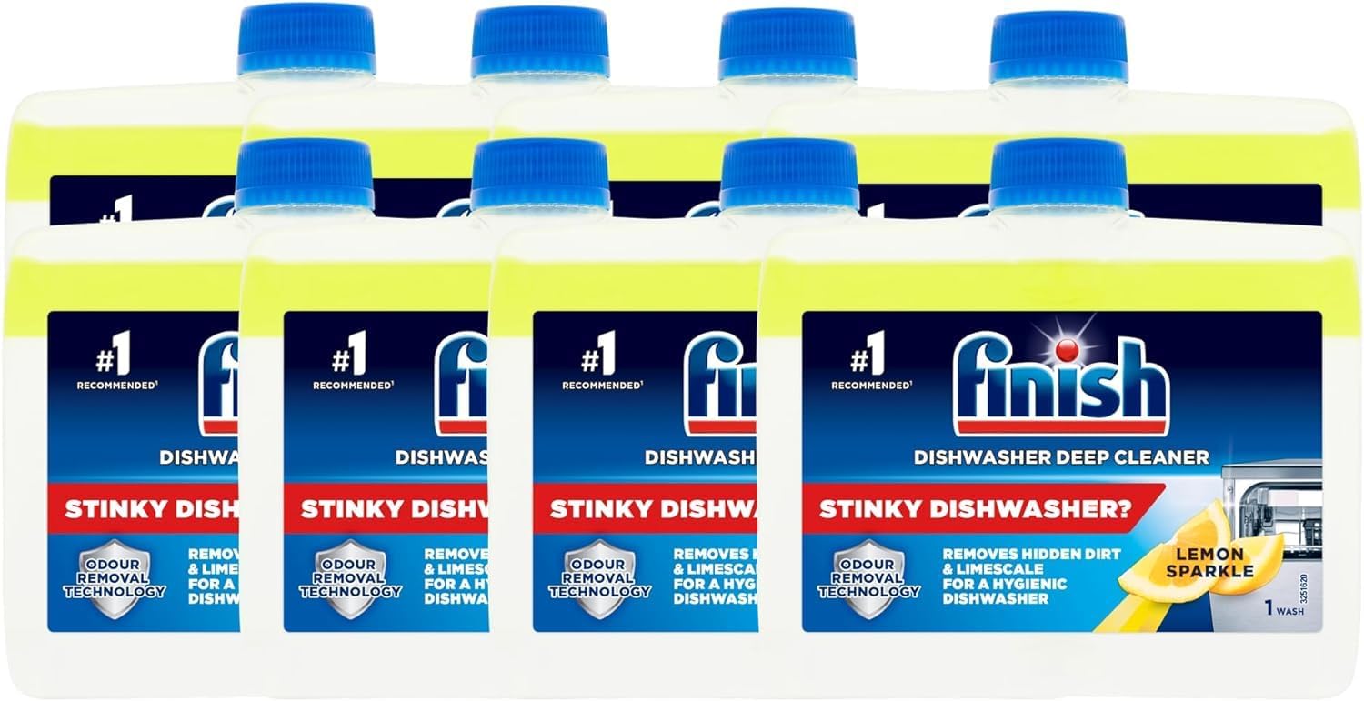 Sparkling Clean Dishes: Finish Dual Action Lemon Cleaner 250ml x8