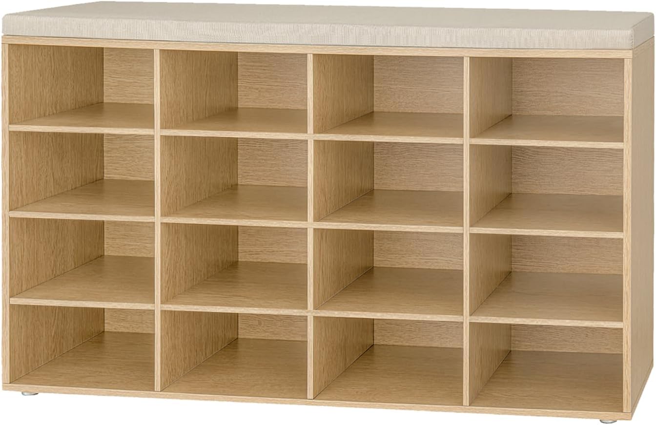 DINZI LVJ Shoe Storage Bench with Cushion for Entryway and More