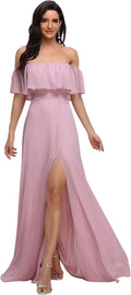 Stylish High Waist Maxi Dress with Off The Shoulder and Side Split