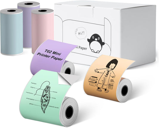 Vibrant Mini Printer Sticker Paper, 20-Yr Keep, 6 Rolls
