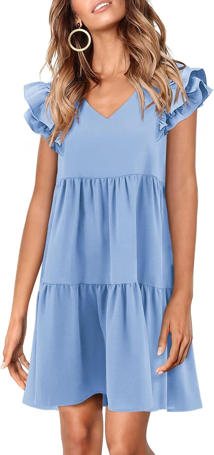 Zwurew Summer Babydoll Dresses for Women 2025 Cute Ruffle