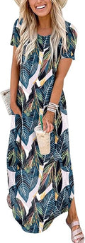 ANRABESS Women's Casual Loose Short Sleeve Maxi Beach Dress