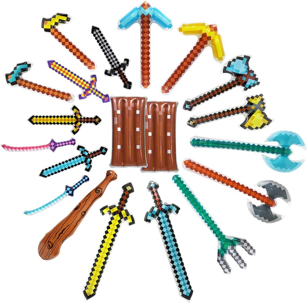 Fun Inflatable Weapons Toys Set for Pirate Pixel Craft Parties