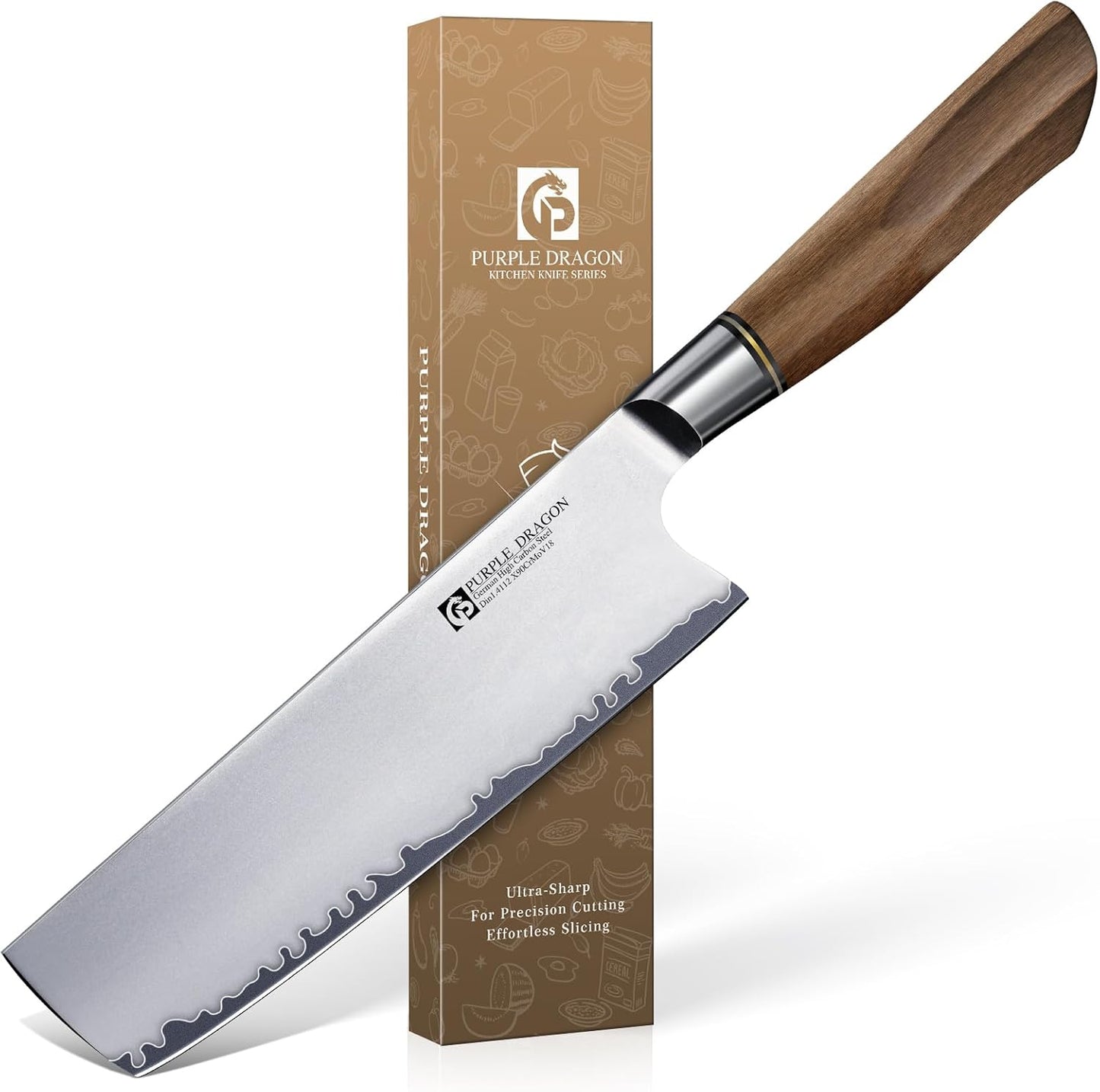 Purple Dragon Nakiri Knife - 7 Inch VG10 Steel Kitchen Tool
