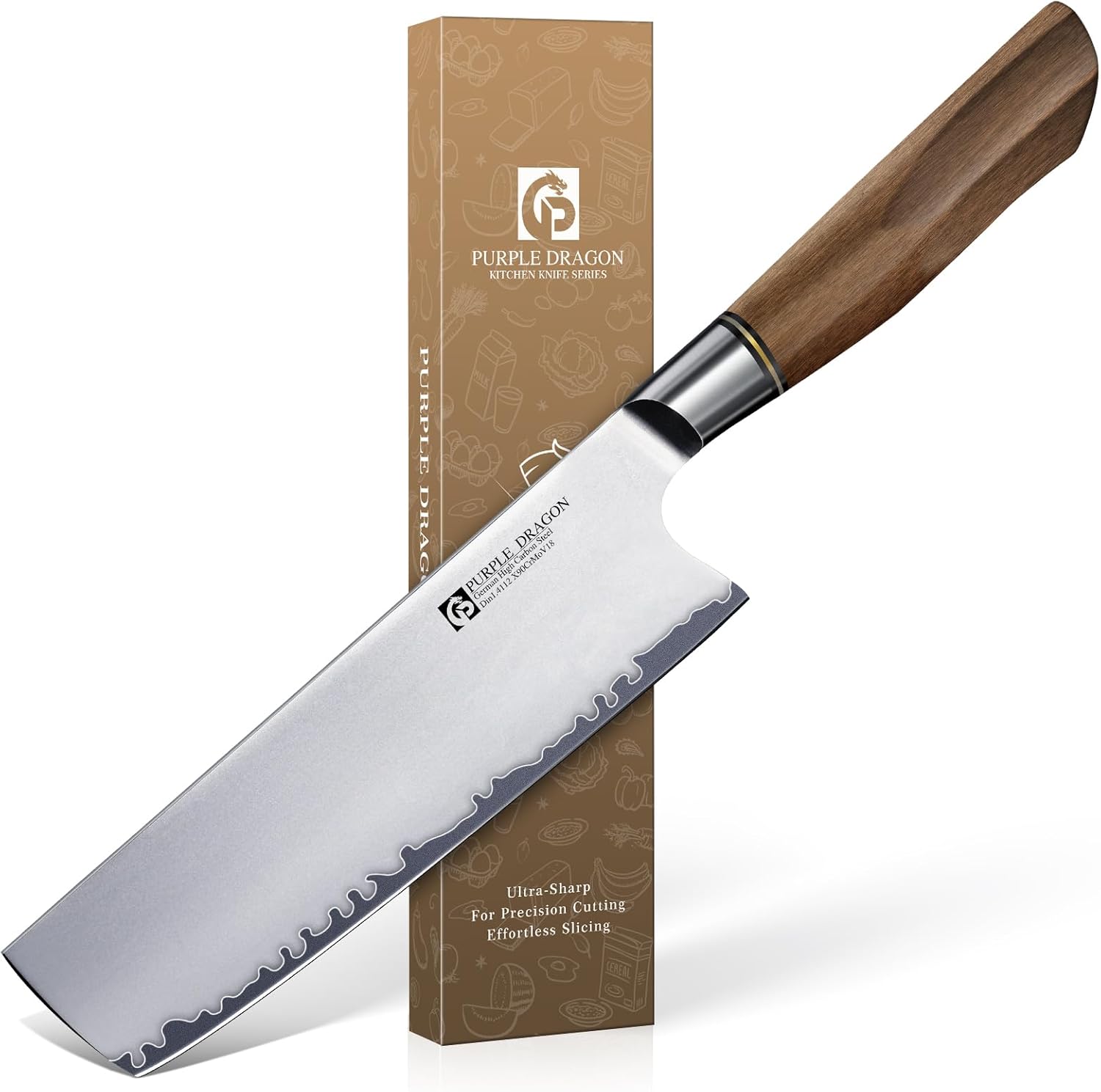 Purple Dragon Nakiri Knife - 7 Inch VG10 Steel Kitchen Tool