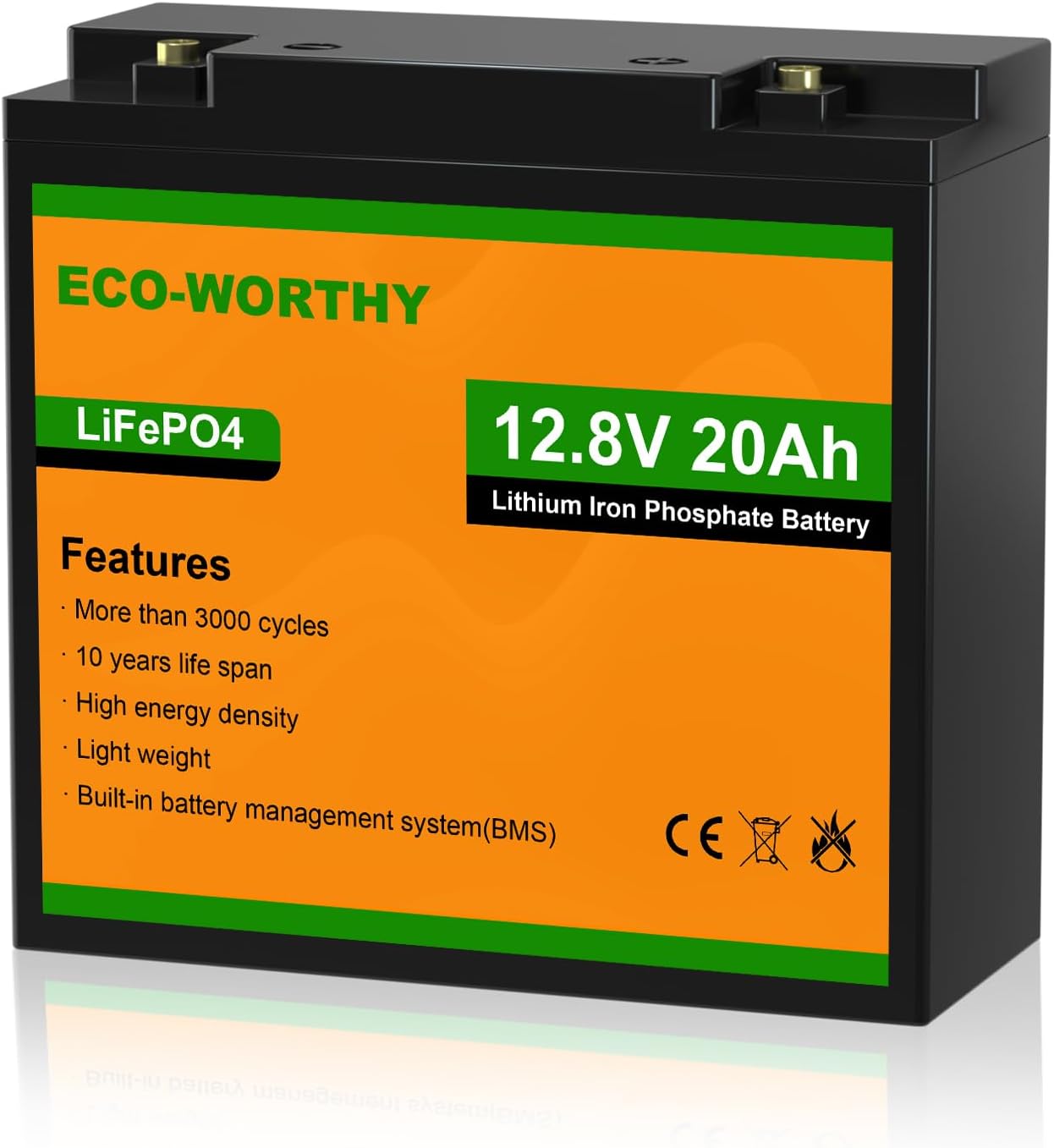 ECO-WORTHY 12V 20Ah Lithium Battery for Trolling Motor and More