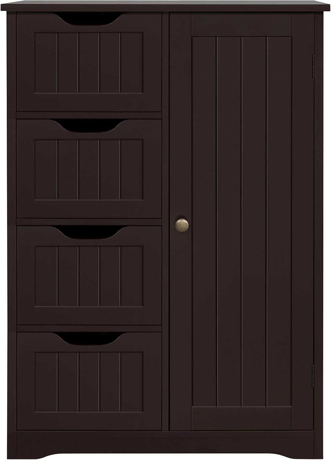 Yaheetech Wooden Bathroom Floor Cabinet with 4 Drawers and Cupboard